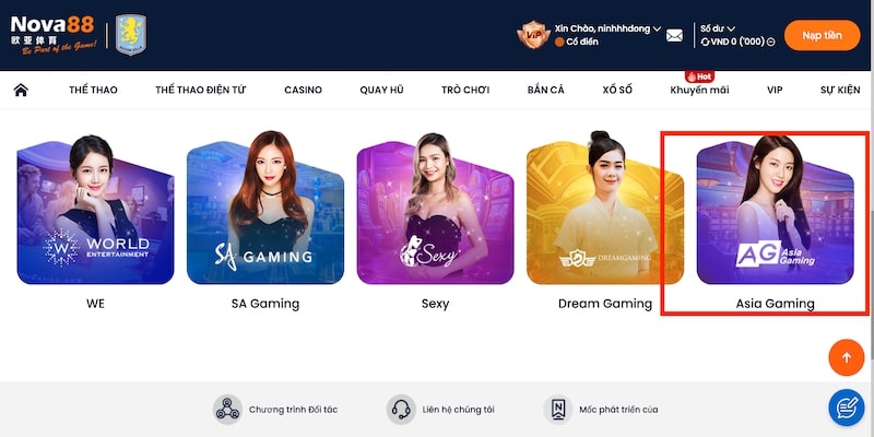 Sự phát triển của AG tại Nova88